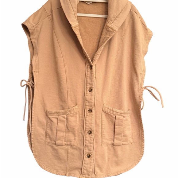 Pilcro Anthropologie Side-Tie Short Sleeve Button Front Poncho Vest - Picture 2 of 6
